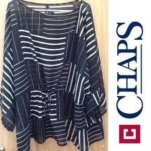 Chaps Sheer Striped Tunic with Kimono Sleeves 3X